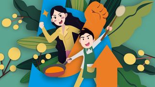 绿色系扁平风五四青年节配图