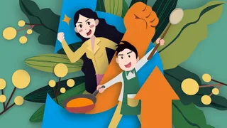 绿色系扁平风五四青年节配图