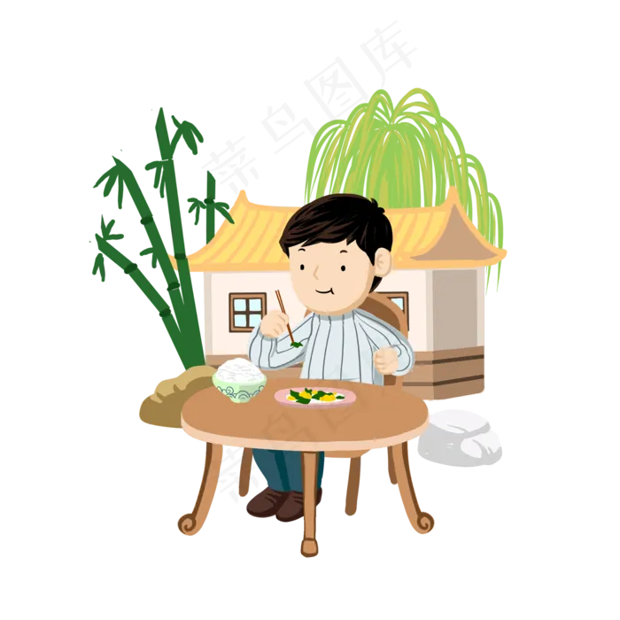 谷雨吃饭的小男孩(2000X2000(DPI:300))psd模版下载
