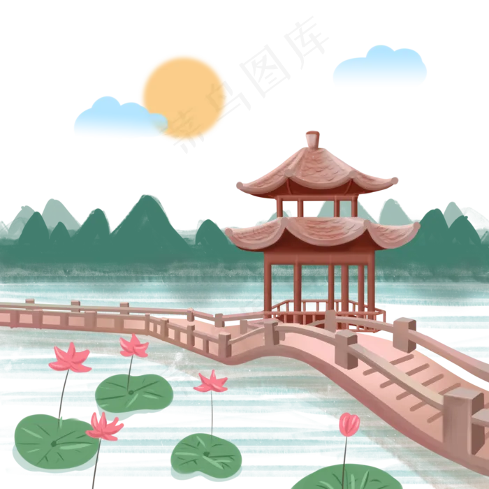 古风杭州西湖(2000X2000(DPI:300))psd模版下载