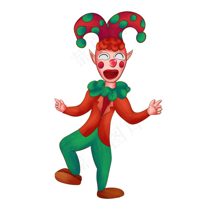 愚人节搞怪小丑插画手绘风