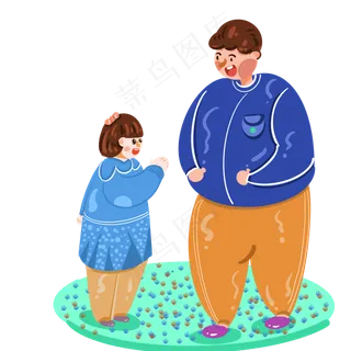 父亲节爸爸和女儿在草地上互动玩