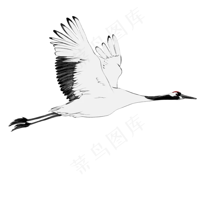 中国风丹顶鹤水墨画,免抠元素(2000X2000(DPI:300))psd模版下载
