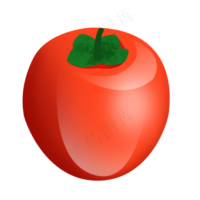 红色发光水晶水果柿子psd透明底