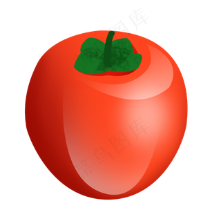 红色发光水晶水果柿子psd透明底