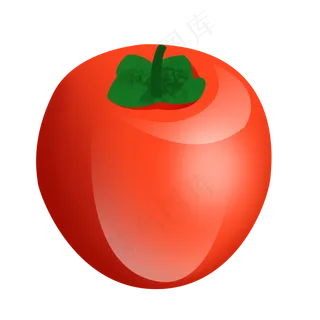 红色发光水晶水果柿子psd透明底