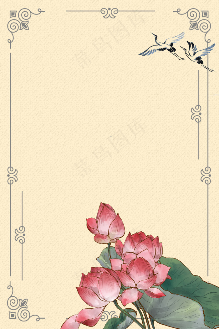 中国风荷塘月色海报背景素材