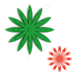 绿色手绘立体剪纸风花,免抠元素