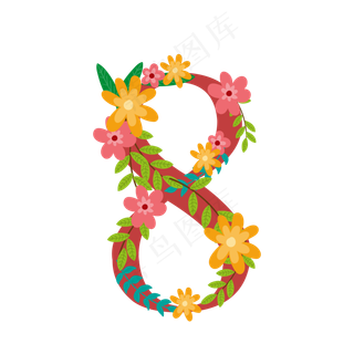 矢量手绘花朵花环