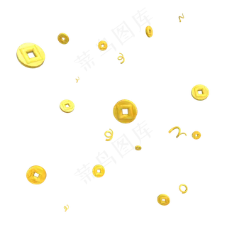 金属色C4D金币立体漂浮金币,免抠元素