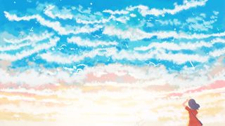 看天空小清新云朵鸟儿治愈系