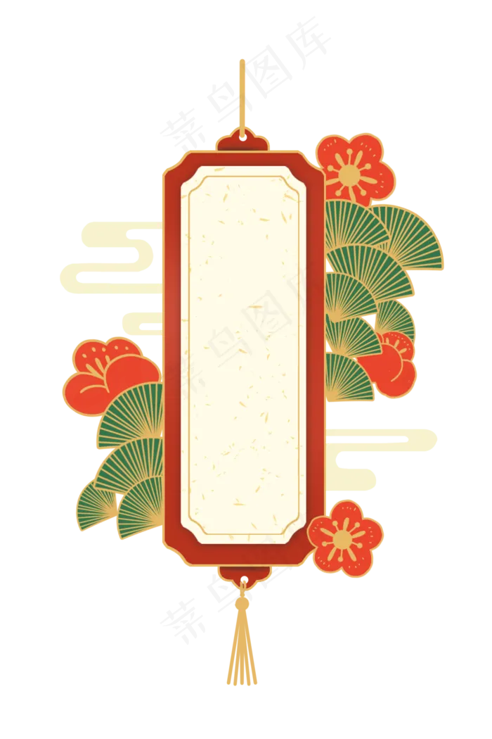 国潮松树梅花新年签(2000X3000(DPI:300))psd模版下载
