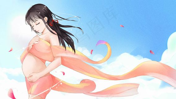 母亲节古风浪漫天空花瓣