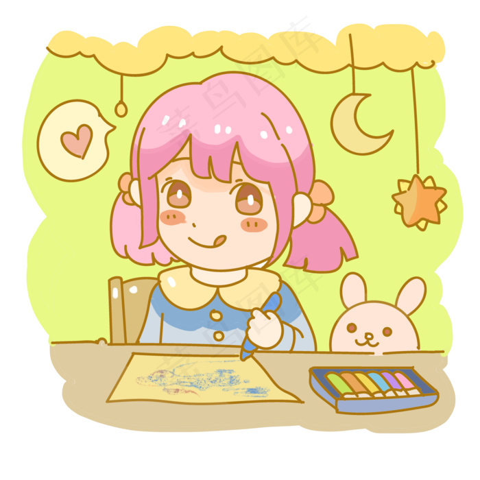 画画的小女孩