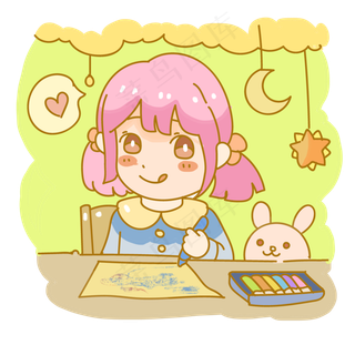 画画的小女孩