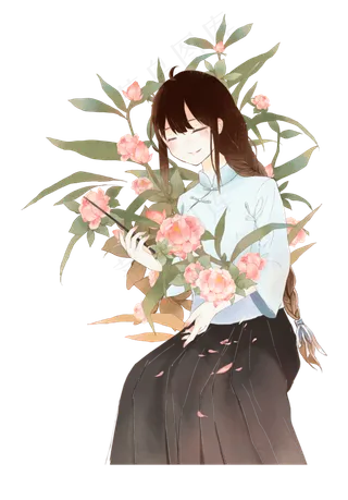 教师节被花包围手持教鞭的老师