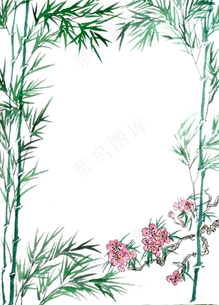 装饰水墨绿柳中国风国画边框春天,免抠元素