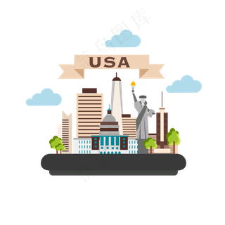 美国旅游地标建筑,免抠元素