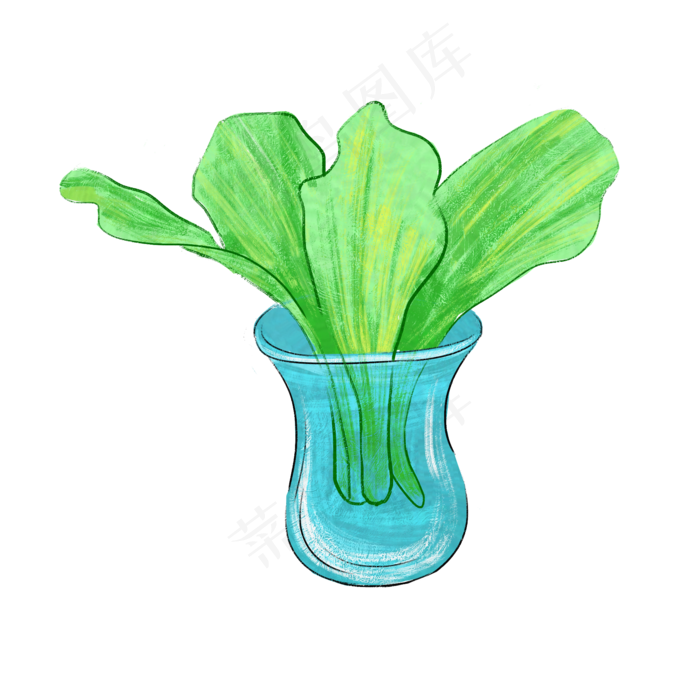 植物绿色花瓶卡通(2000X2000(DPI:300))psd模版下载