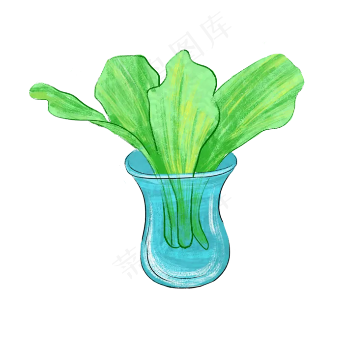 植物绿色花瓶卡通(2000X2000(DPI:300))psd模版下载