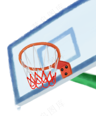 毕业季青春水彩学校运动篮球架,免抠元素