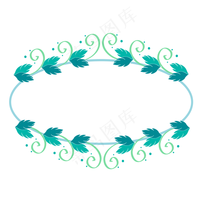 唯美蓝绿色叶子花藤边框