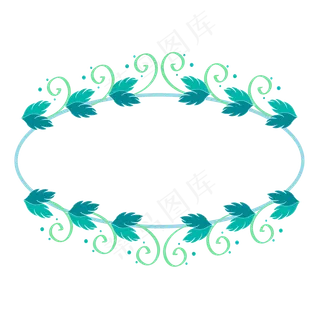 唯美蓝绿色叶子花藤边框