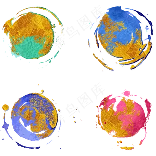 金箔水彩笔触,免抠元素