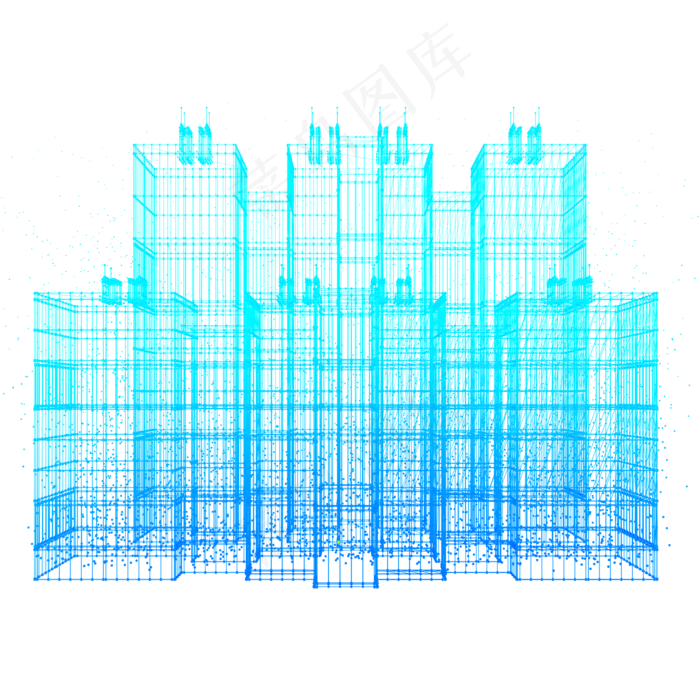 楼建筑科技运动智能魔幻数据光点,免抠元素(2000*2000px 300 dpi )