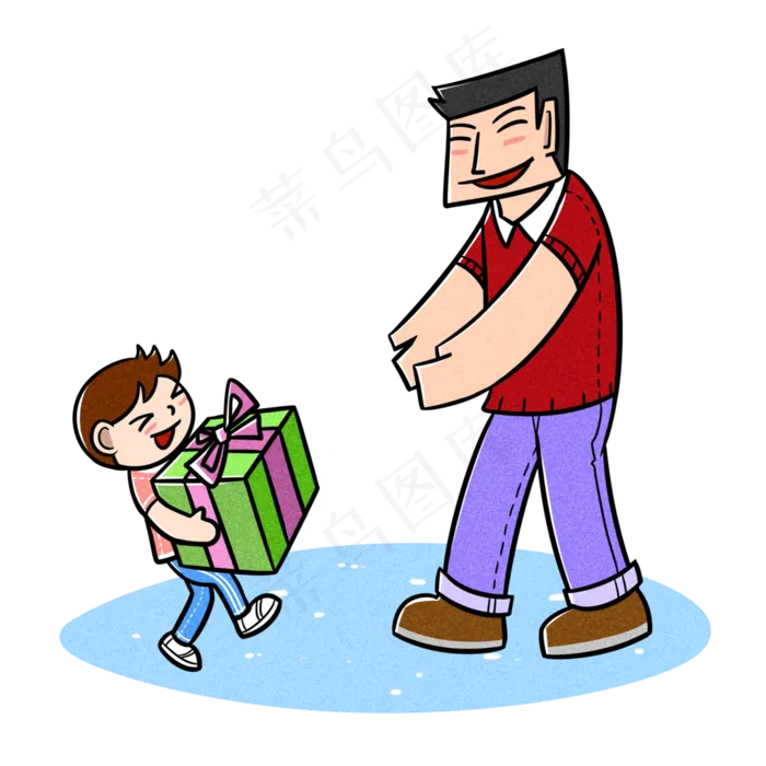 卡通父亲节夸张风孩子送大礼物p(3543X3543(DPI:300))psd模版下载