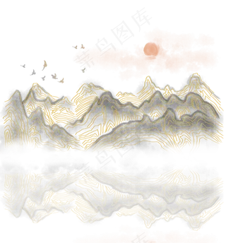 中国风金线山水