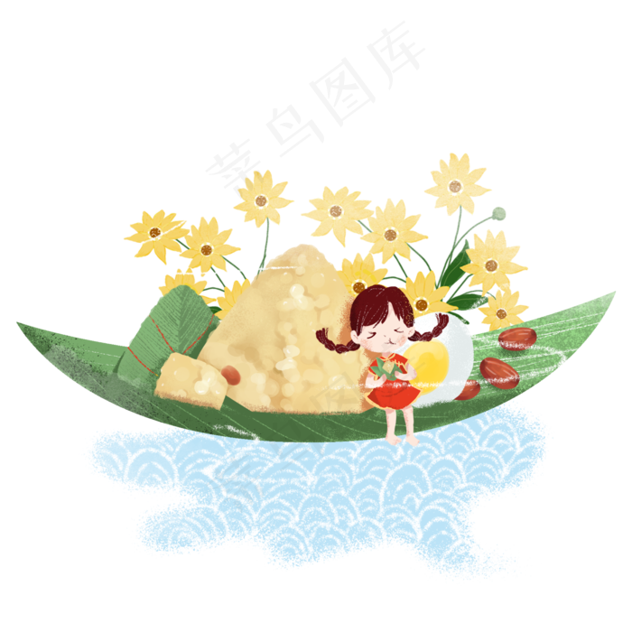 端午节粽叶船吃粽子