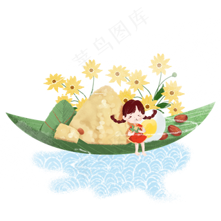 端午节粽叶船吃粽子