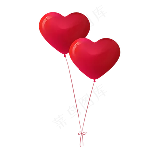 爱心气球红色心形情人节七夕气球,免抠元素