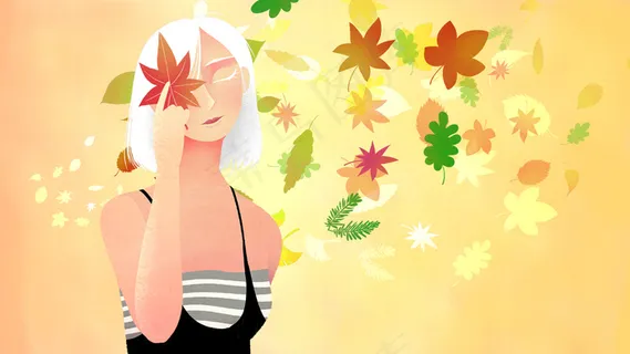 黄色系卡通手绘风立秋节气配图