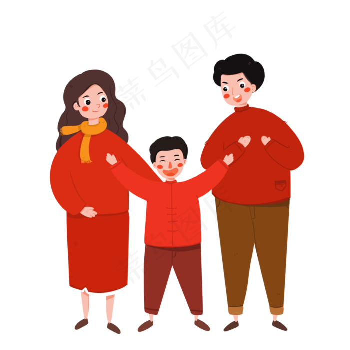 小年全家福人物,免抠元素