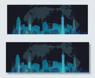 炫彩蓝色几何渐变电商科技banner