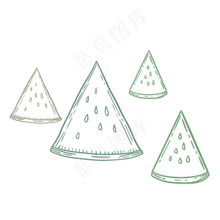 线条场景夏天水果蔬菜切角西瓜