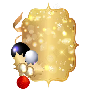 圣诞节金色邀请函贺卡装饰,免抠元素