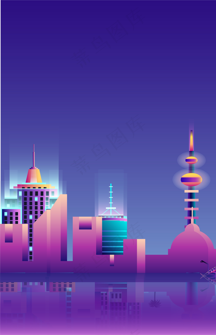 简约城市夜晚夜景高清背景