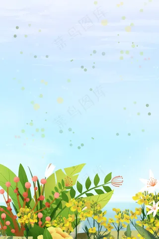 惊蛰绿色植物手绘psd分层banner