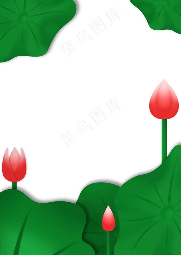 夏日荷花剪纸边框