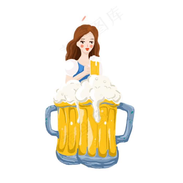 美女啤酒杯设计图形,免抠元素(2000*2000px 300 dpi )psd模版下载