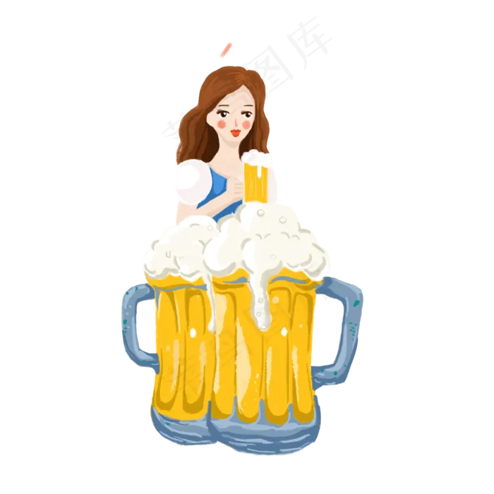 美女啤酒杯设计图形,免抠元素(2000*2000px 300 dpi )psd模版下载