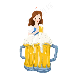 美女啤酒杯设计图形,免抠元素
