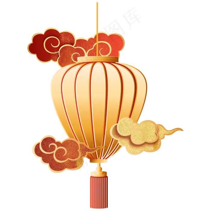 新年立体灯笼,免抠元素(2000*2000px 300 dpi )ai矢量模版下载