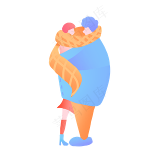 情人节扁平手绘情侣素材