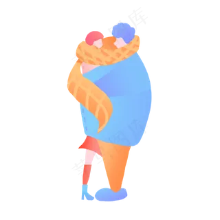 情人节扁平手绘情侣素材