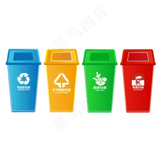 免扣卡通绿色垃圾桶,免抠元素