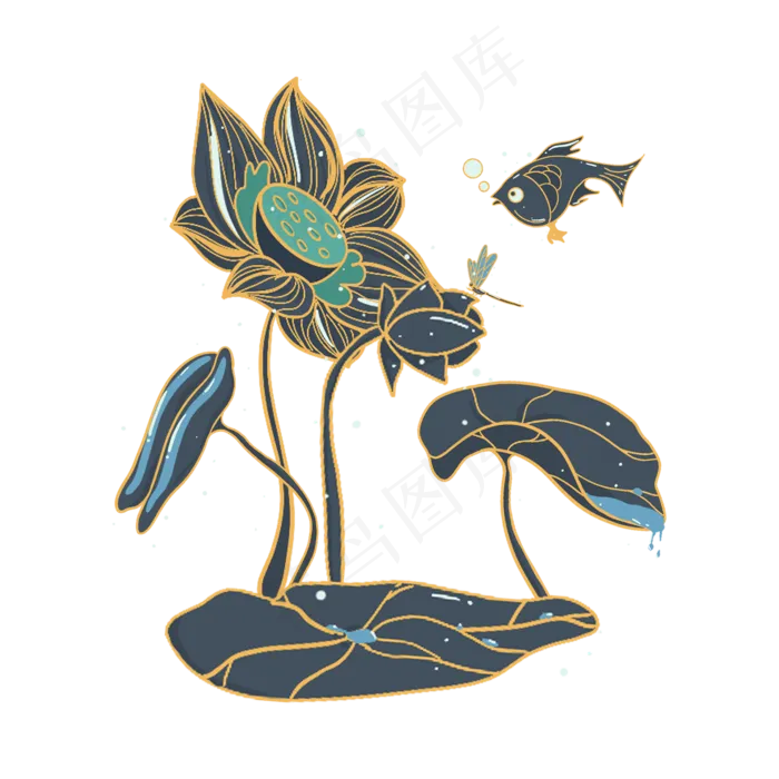 小暑大暑清凉夏天荷叶莲花(2000X2000(DPI:72))psd模版下载